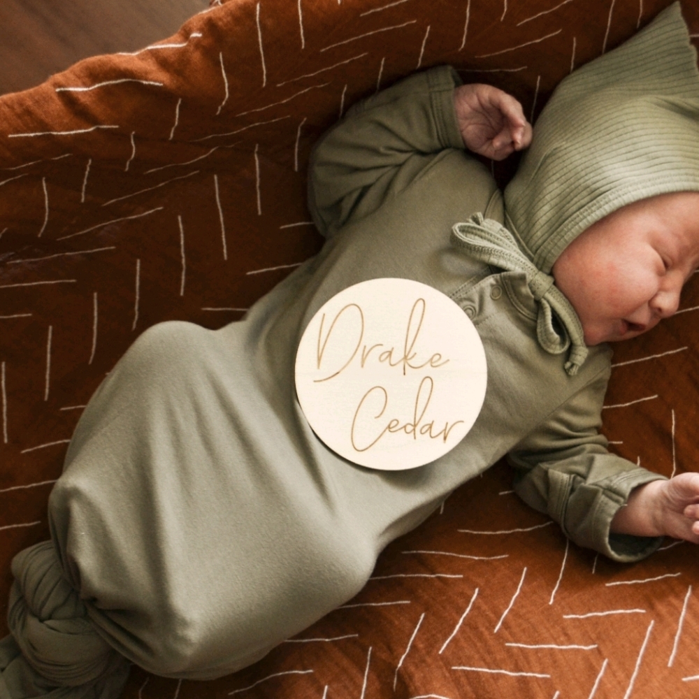 Olive Green Knotted Gown Newborn Mebie Baby